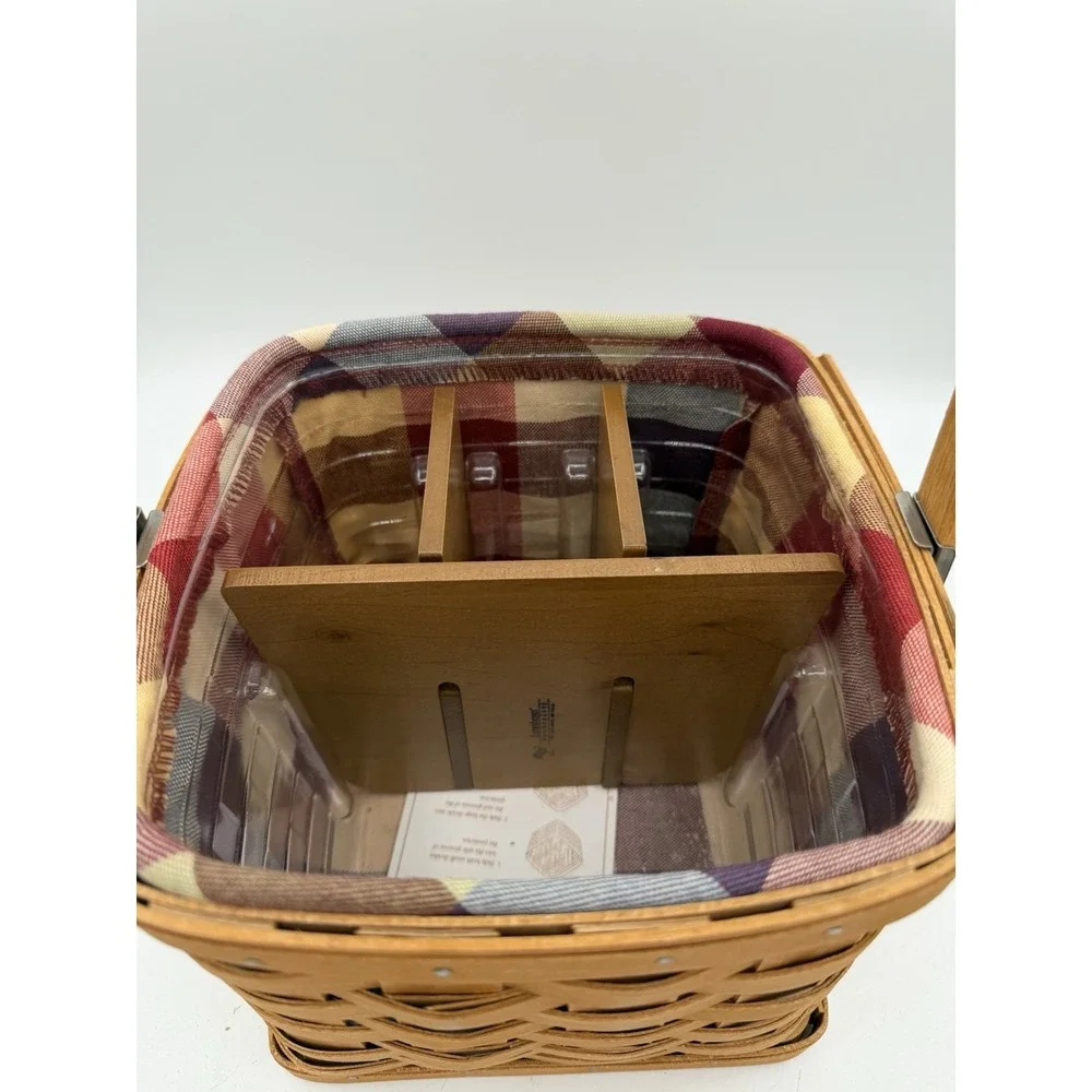 🍴🧺Longaberger 2011 Utensil Basket Combo WB w/Liner, Protector & Wooden Divider